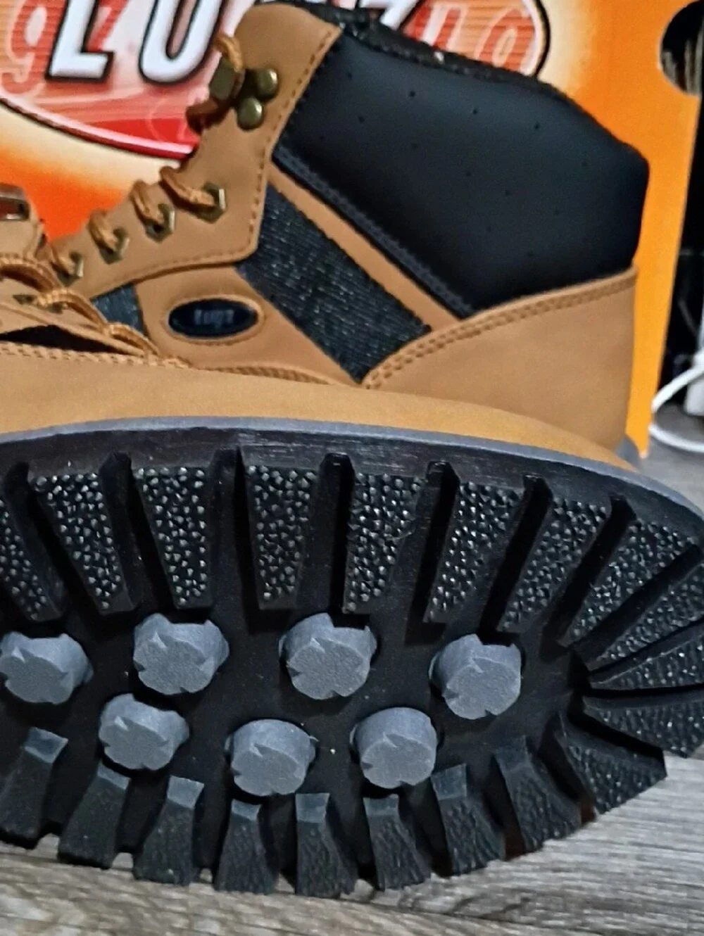 Lugz Men's Tan and Black Lace-Up Work Boots